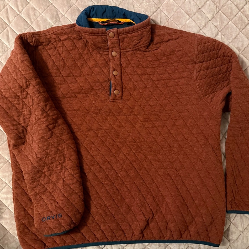 Orvis burnt orange men’s pullover - Picture 2 of 3